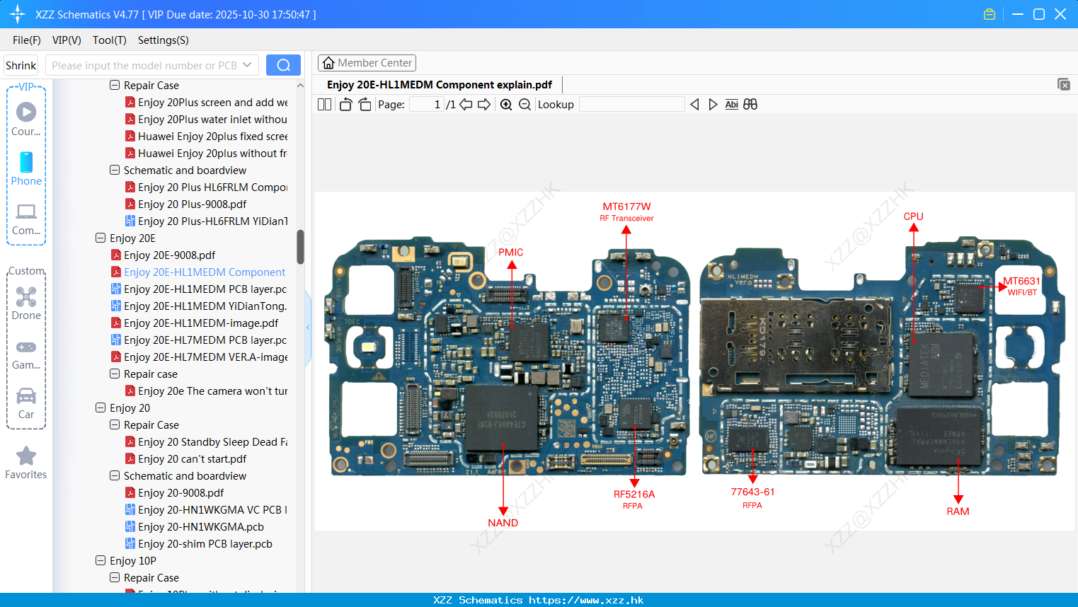 Huawei Enjoy 20E-HL1MEDM Component Explain